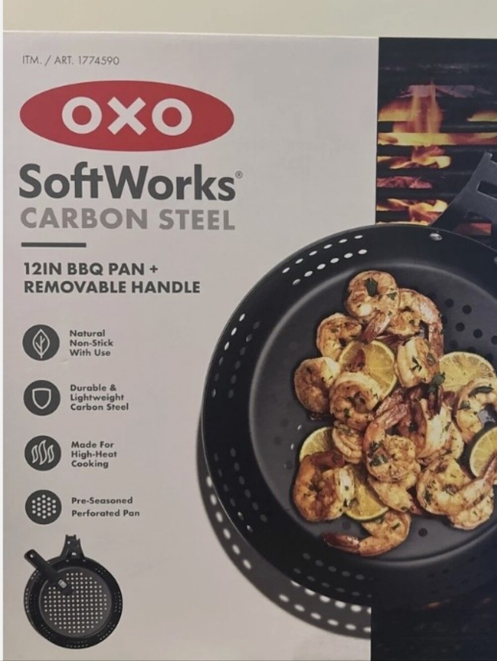 OXO SoftWorks Carbon Steel 12 Inch BBQ Pan Removable Handle - Picture 2 of 3